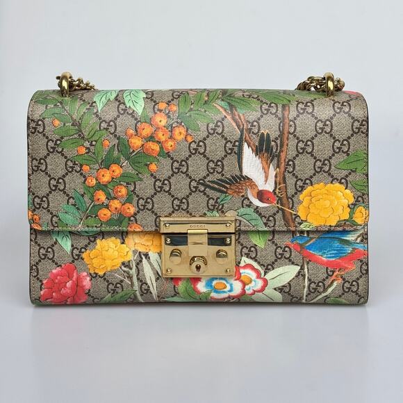 Pre-Owned Gucci GG Supreme Monogram Tian Print Medium Padlock Shoulder Bag - Picture 3 of 16